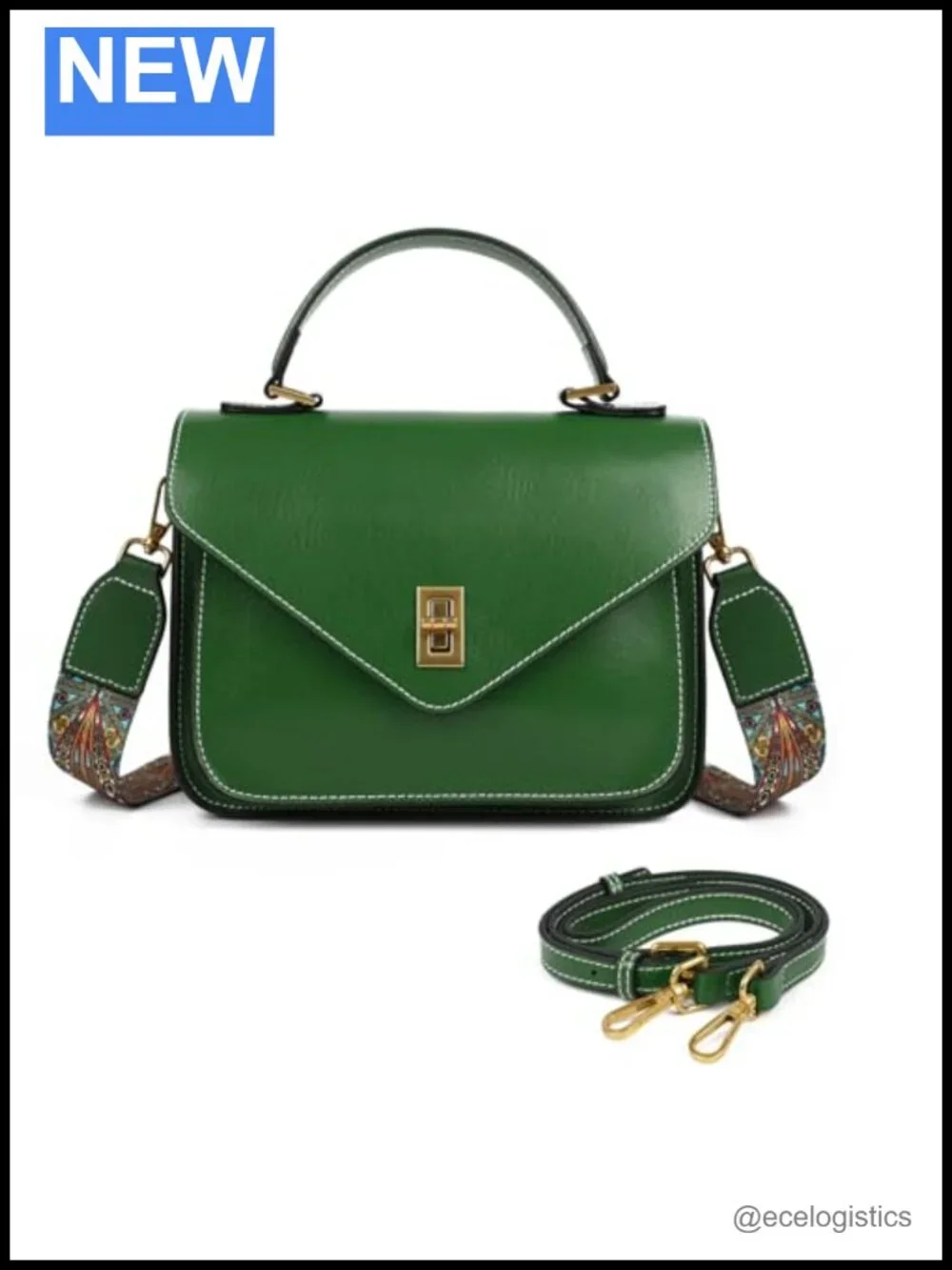 Genuine Leather Crossbody Bag for Women, Adjustable Straps, Microfiber Interior